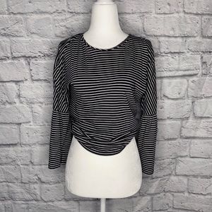 Topshop Striped 3/4 Bell Sleeve Blouse
